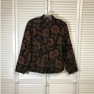 Portrait Vintage Floral Tapestry High Neck Long Sleeve Jacket M